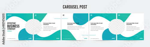Set of minimalist business carousel post, Customize social media template design, Instagram and Linkedin carousel post, template eps 10.