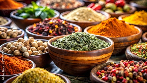 A Symphony of Spices: A Still Life of Aromatic Herbs and Spices AI Generated