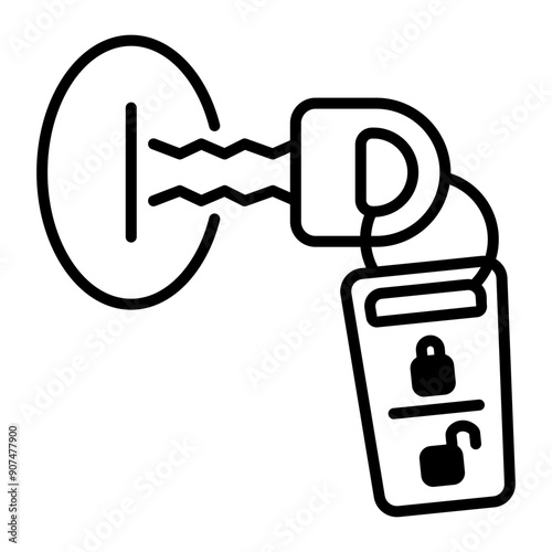 Linear style icon of car ignition 