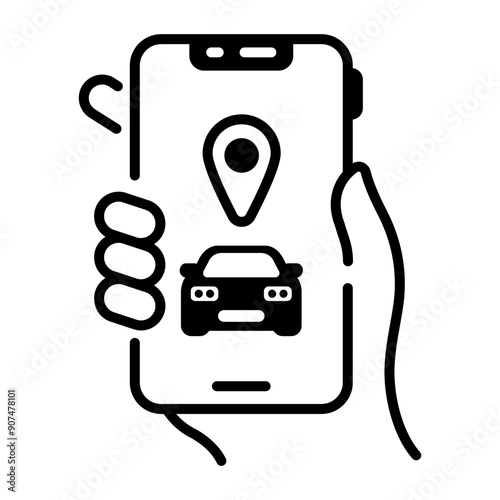 Car tracker icon in outline style 