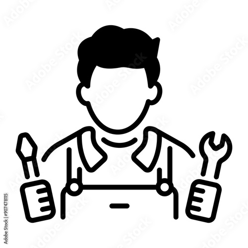A mechanic icon designed in linear style 