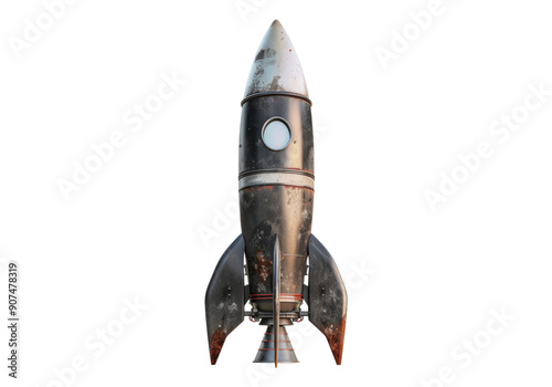 vintage space rocket isolated on transparent background.