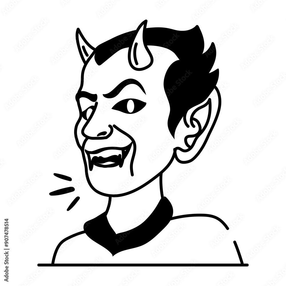 A satan character in glyph style A satan character in glyph style