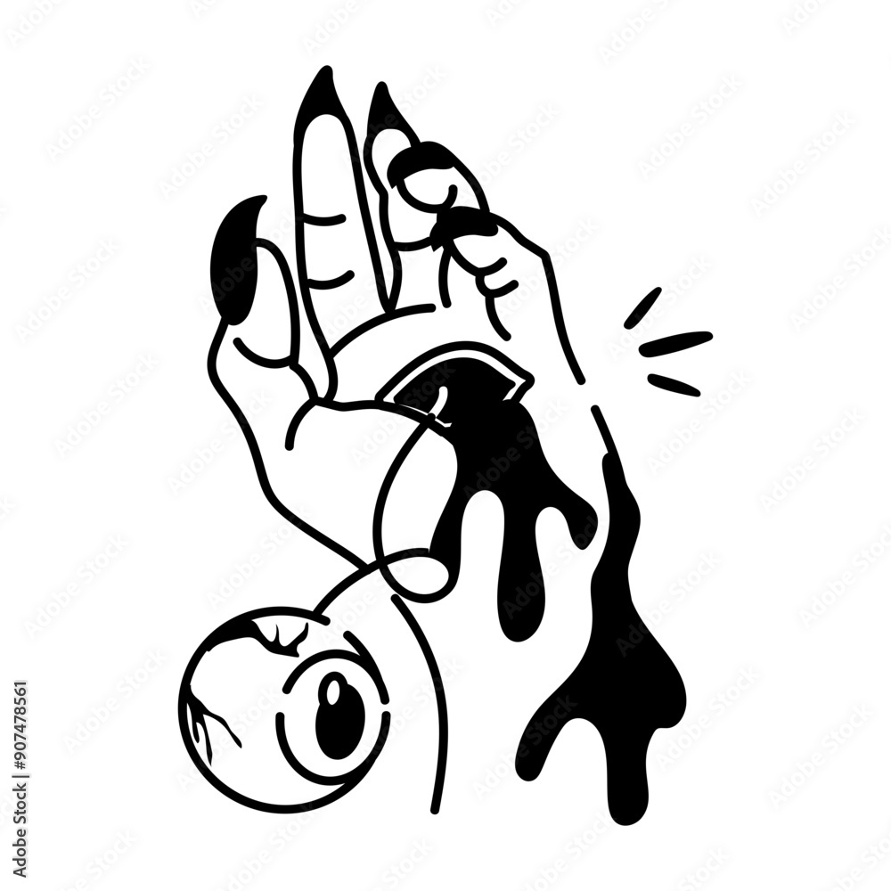 A glyph style icon of creepy hand A glyph style icon of creepy hand
