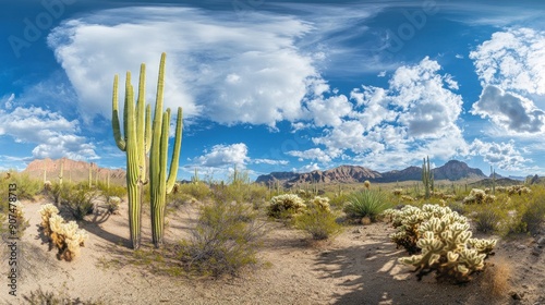 Saguaro Cactus in the Arizona Desert Under a Cloudy Sky