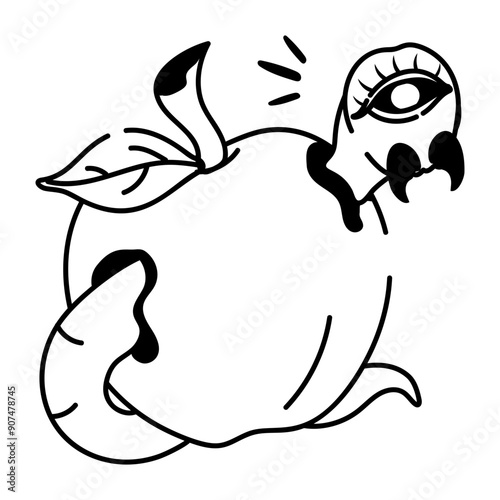 A drawing style icon of rotten apple 