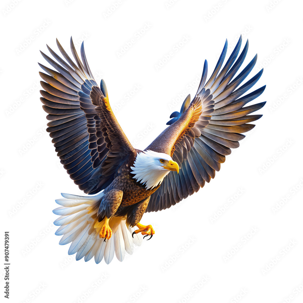 Fototapeta premium American bald eagle flying in the sky