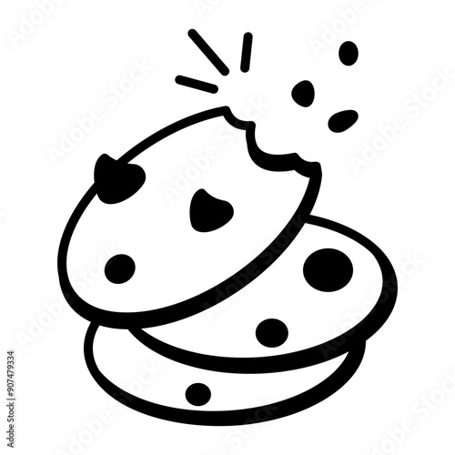 A doodle icon of chip cookies 