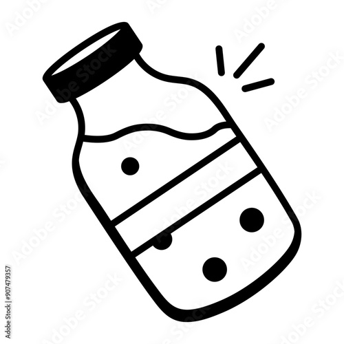 Milk bottle icon in hand drawn style  