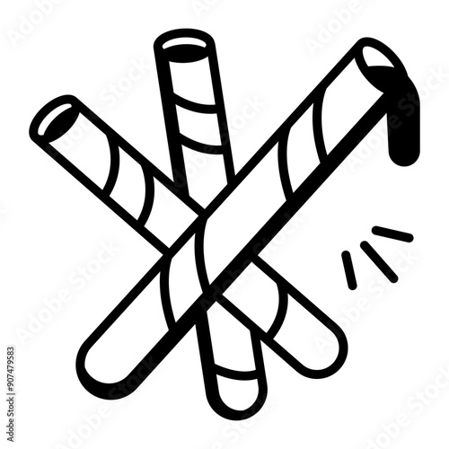 A sketchy icon of wafer straws 