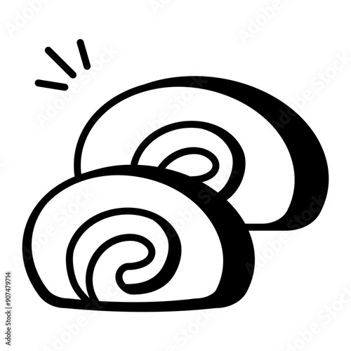 A hand drawn icon of chocolate rolls 