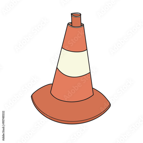 Bright orange traffic cone illustration, symbolizing road safety and construction zones. Ideal for blogs about public safety, transportation, and urban planning.