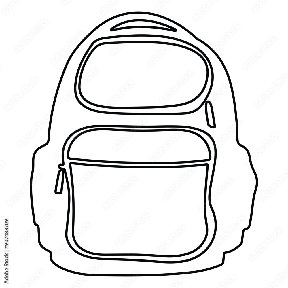 Fototapeta premium School bag line art, Hand drawn backpack line art vector, school backpack doodle