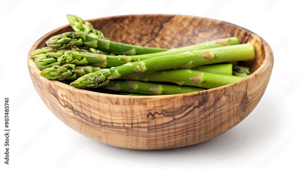 A bowl of crisp asparagus on a pure white background. A bowl of crisp asparagus on a pure white background.
