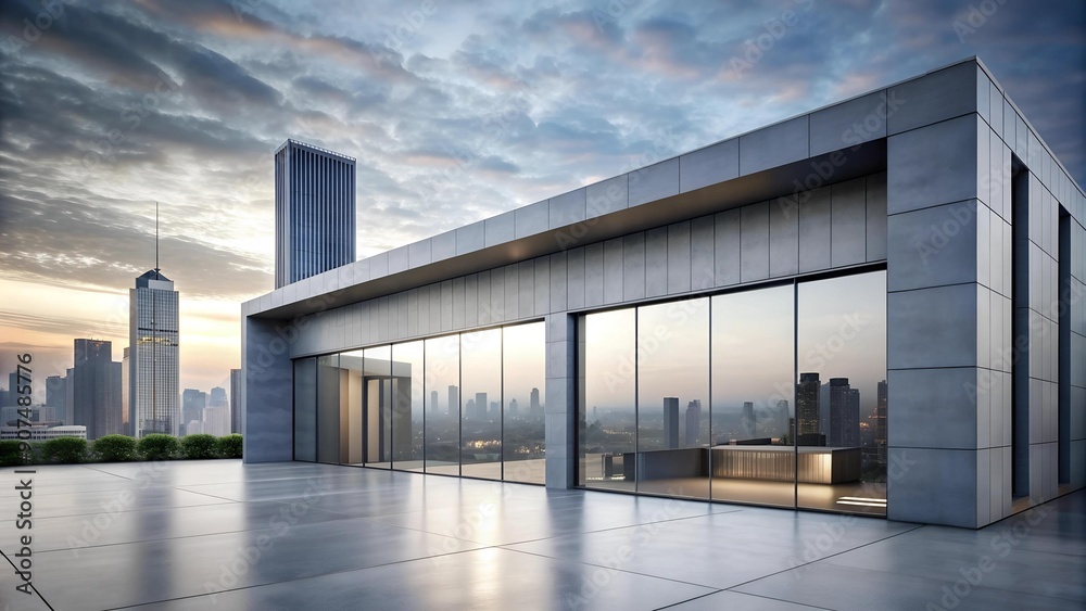 A Symphony of Concrete and Glass: Minimalist Modern Fa?ade in a Cityscape AI generated A Symphony of Concrete and Glass: Minimalist Modern Fa?ade in a Cityscape AI generated