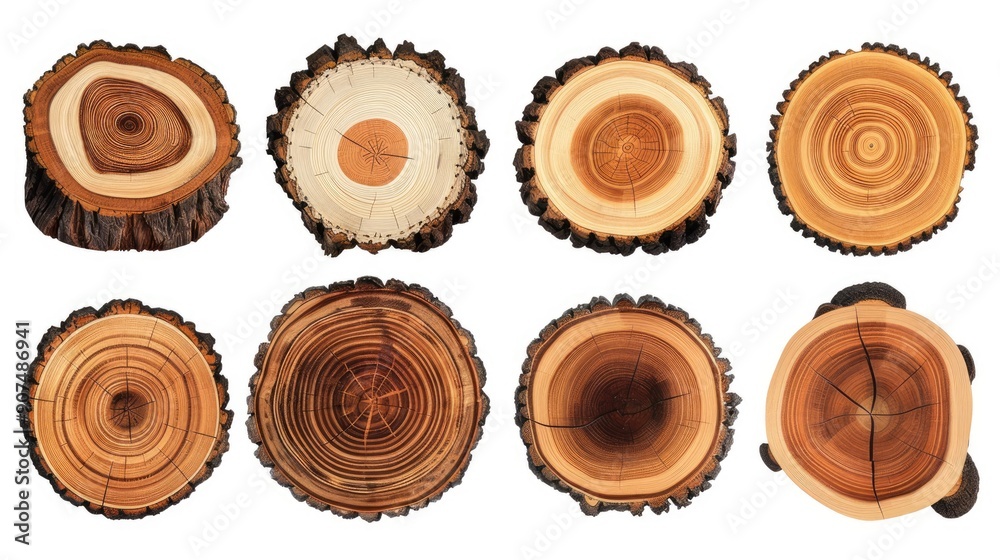 Tree trunk rings. A collection of tree cross-sections. Vector illustration Tree trunk rings. A collection of tree cross-sections. Vector illustration