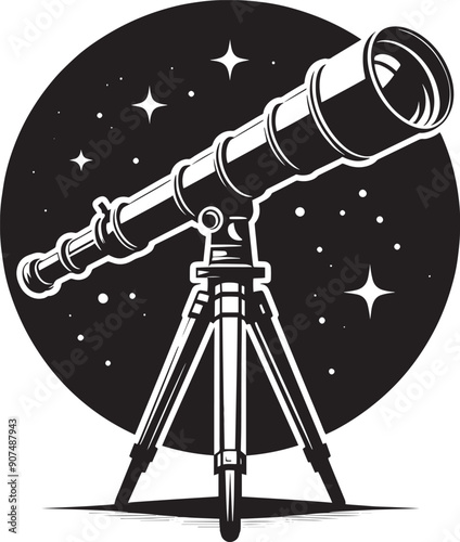 Astronomy Telescope equipment silhouette vector illustration isolated on a white background