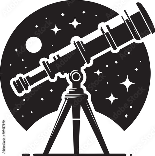 Astronomy Telescope equipment silhouette vector illustration isolated on a white background