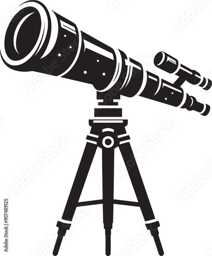 Astronomy Telescope equipment silhouette vector illustration isolated on a white background