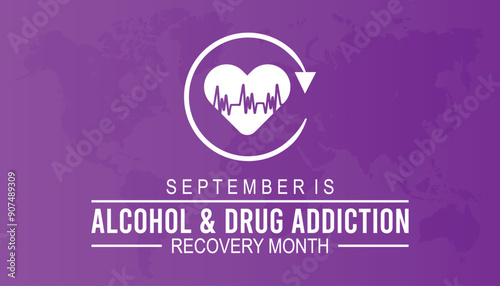National Alcohol and Drug Addiction Recovery Month is observed every year on September.Holiday concept background, placard, banner design template Vector illustration background design.
