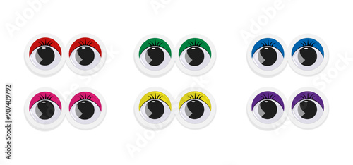 Googly eyes. Eyeball emotions.Wobbly animated puppet Toy eyes set.	