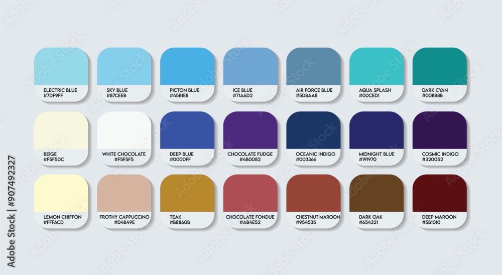 Blue and Brown Color Palette, Blue and Brown Color Guide Palette with ...