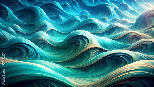 Wallpaper Mural Ethereal Teal and Azure Swirls: A Generative Abstract Landscape  generative AI Torontodigital.ca