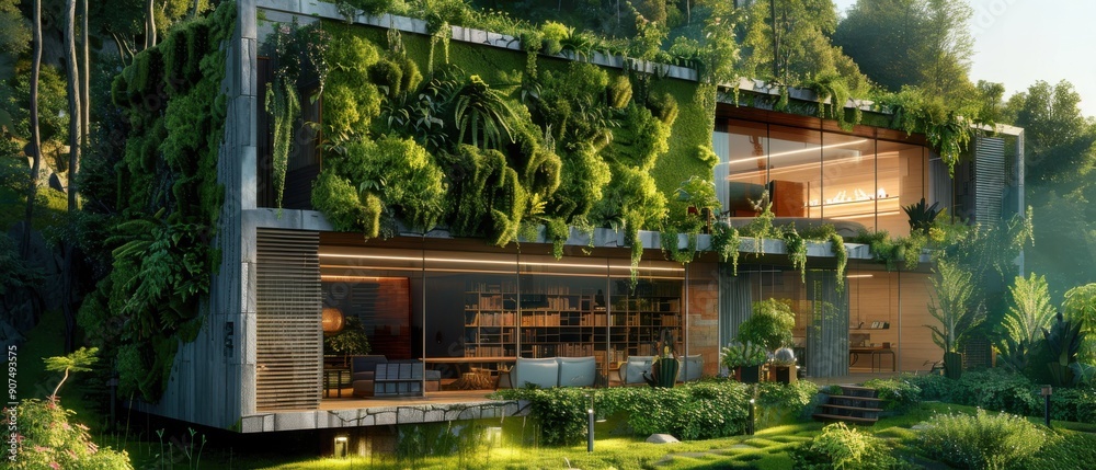 Fototapeta premium A house with a lot of greenery on it