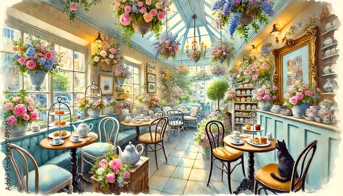 花とカフェと猫アフタヌーンティー
generated by AI