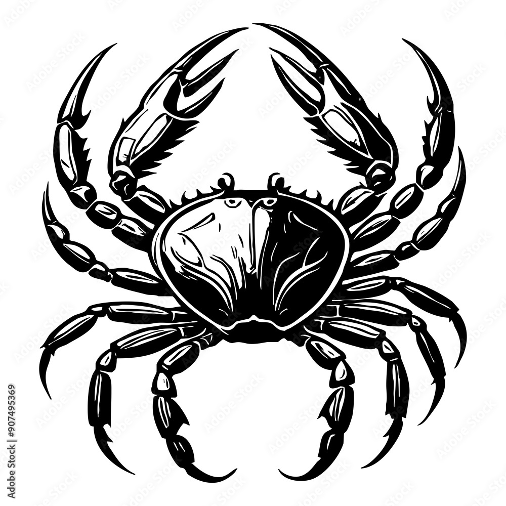 Crab . Black and white line art. Abstract shape. Summer sea pattern . Generated by Ai Crab . Black and white line art. Abstract shape. Summer sea pattern . Generated by Ai