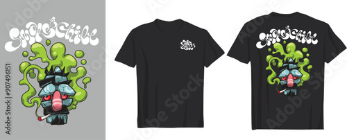 t-shirt smoking weeds Urban street style retro  grunge brush stroke face. Vector illustration design for fashion graphics, t shirts, prints, posters, gifts, Adobe Illustrator Artwork
