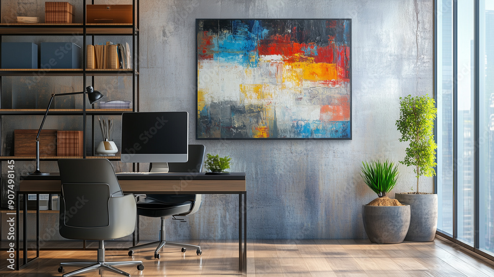Fototapeta premium oil painting modern living room
