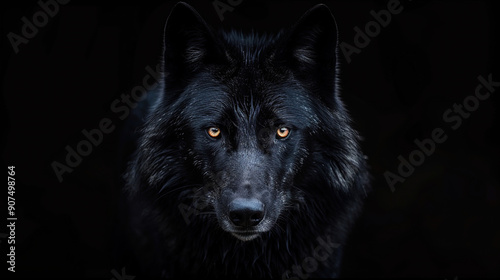 portrait of a black wolf