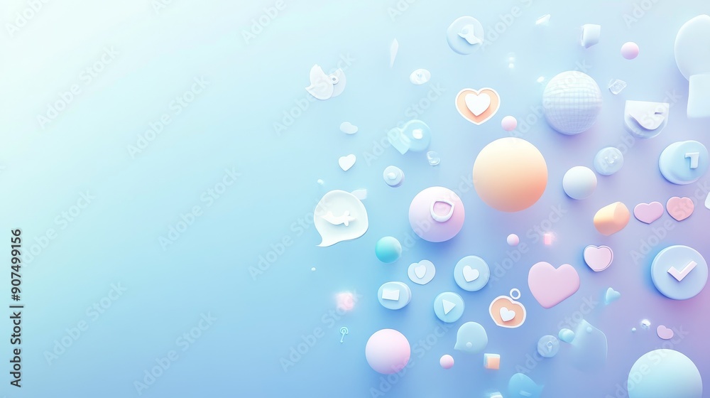 Modern Social Media Icons on Soft Pastel Background - Innovative Design Concept. Modern Social Media Icons on Soft Pastel Background - Innovative Design Concept.