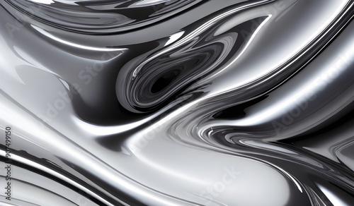 Holographic sleek silver metallic surface with smooth curves. high-resolution modern and elegant design for digital art and backgrounds