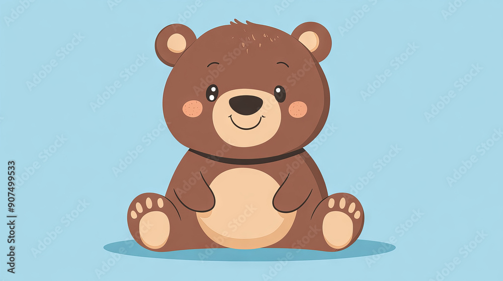 Obraz premium Adorable bear drawing, ideal for kids and animal-themed projects - Simple flat vector artwork