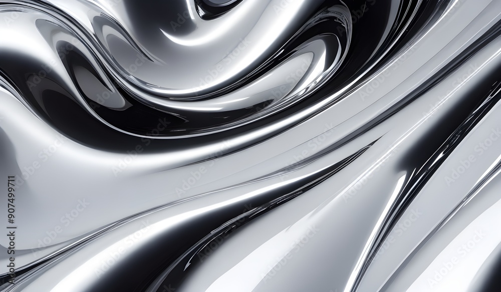 Holographic sleek silver metallic surface with smooth curves. high-resolution modern and elegant design for digital art and backgrounds