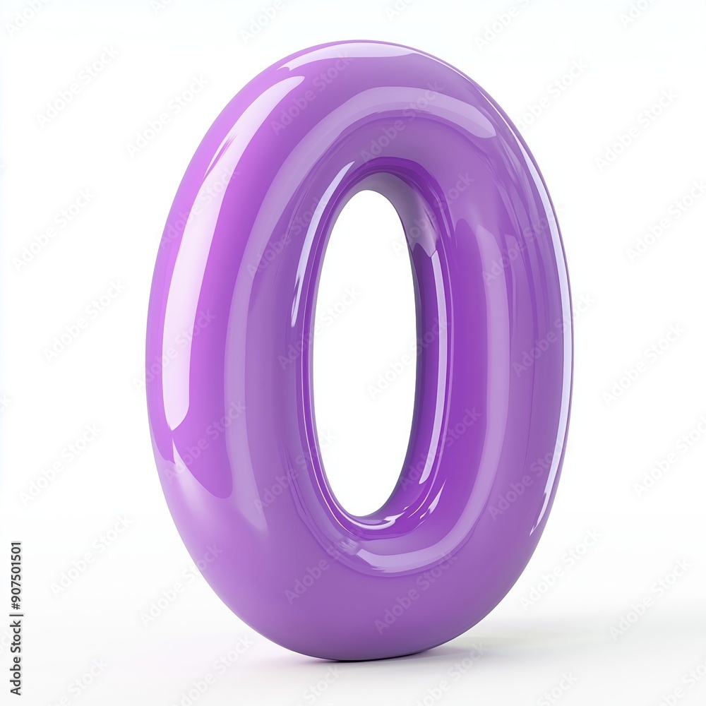 Stylized Purple 3D Number Zero with Glossy Finish Stylized Purple 3D Number Zero with Glossy Finish