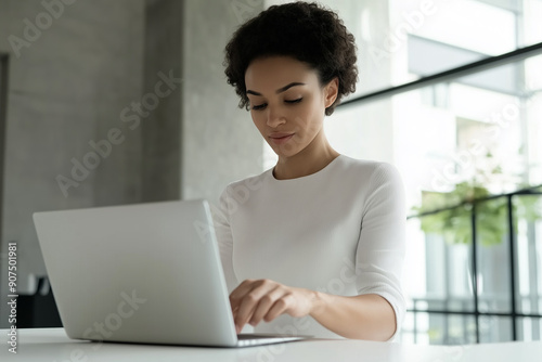 professional businesswoman working on laptop