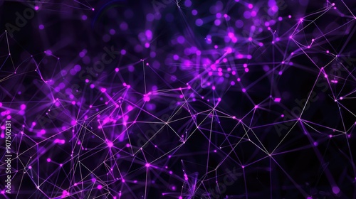 The neural network of artificial intelligence, visualized as a complex web of connections, pulsates in purple background