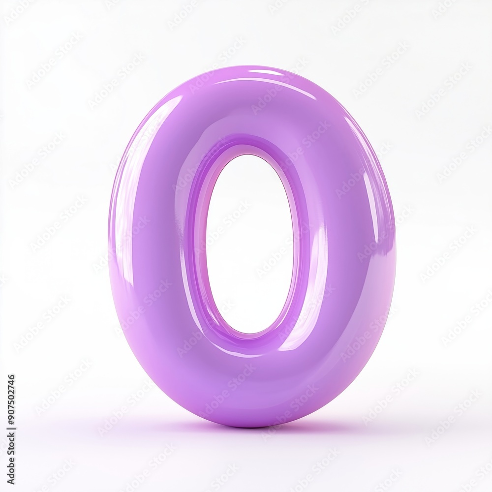 Stylish Purple 3D Number Zero in Glossy Finish Stylish Purple 3D Number Zero in Glossy Finish