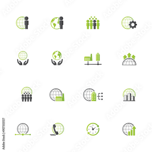 Universal business management and human resources icon set. Universal icons for web and mobile. Vector.	