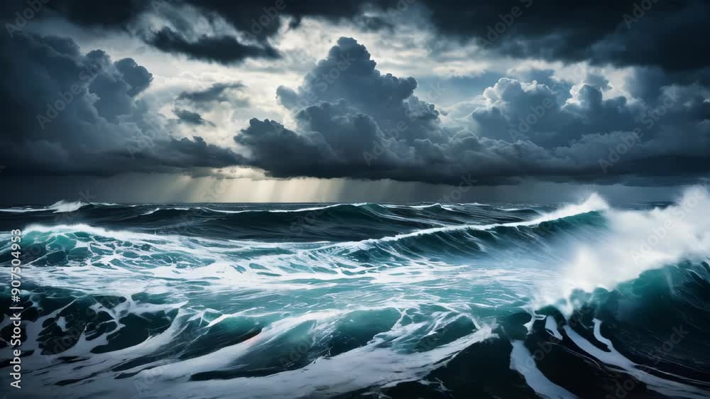 A stormy sky over a wavy sea A stormy sky over a wavy sea