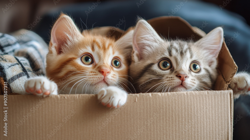 Cute and naughty cats play in a box and bags. Cute and naughty cats play in a box and bags.