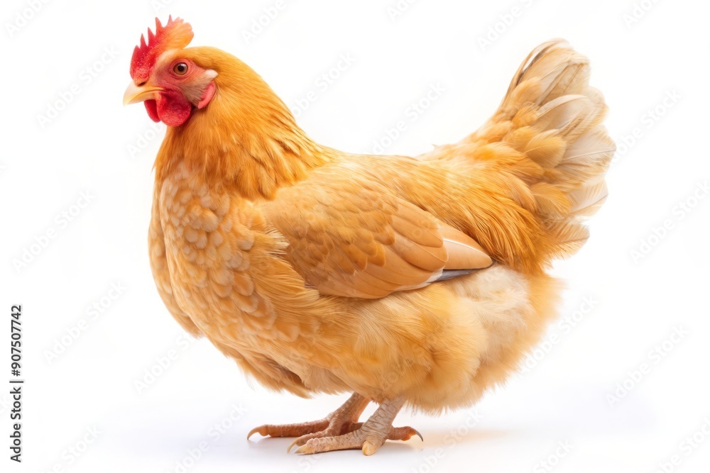 Fototapeta premium Golden Hen with White Background.