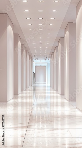 Minimalist White Corridor with Recessed Lighting.