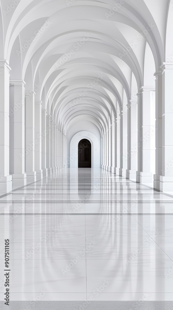 Elegant White Arched Corridor Leading to Mystery Elegant White Arched Corridor Leading to Mystery