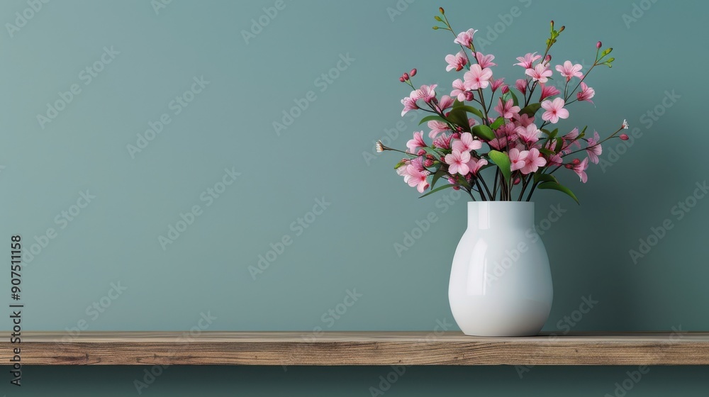 Minimalist Spring Flowers in White Vase Minimalist Spring Flowers in White Vase