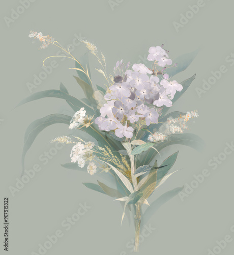 Painted floral patterns, watercolor compositions of spring floral patterns, delicate