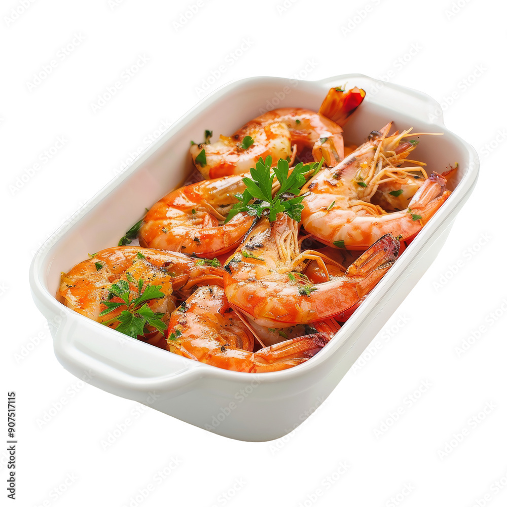 grilled shrimps in dish isolated on white grilled shrimps in dish isolated on white